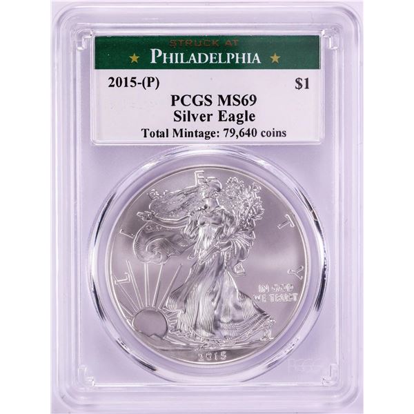 2015-(P) $1 American Silver Eagle Coin PCGS MS69 Struck at Philadelphia