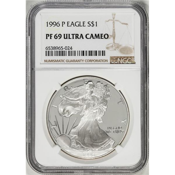 1996-P $1 Proof American Silver Eagle Coin NGC PF69 Ultra Cameo