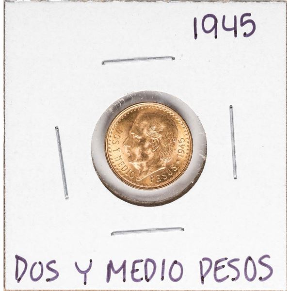 1945 Mexico Dos Y Medio Pesos Gold Coin