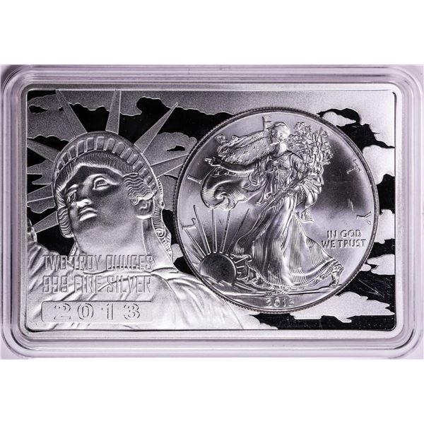 2013 $1 American Silver Eagle Coin & 2oz Silver Bar Set