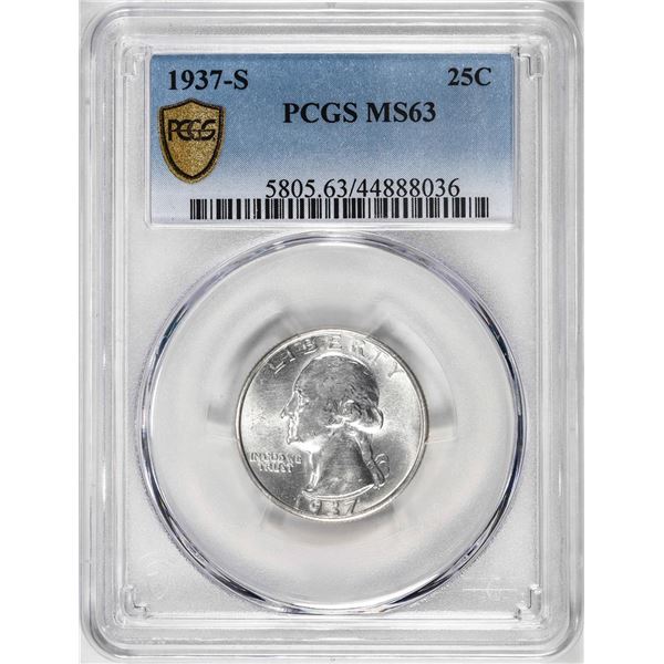 1937-S Washington Quarter Coin PCGS MS63