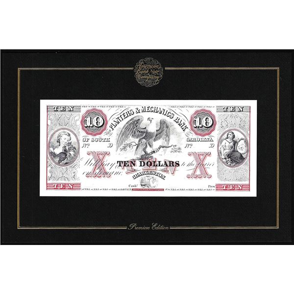 1994 ABN Co. Intaglio Print Planters & Mechanics Bank Charleston, SC