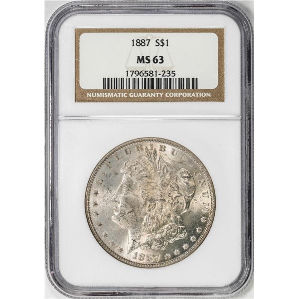 1887 $1 Morgan Silver Dollar Coin NGC MS63