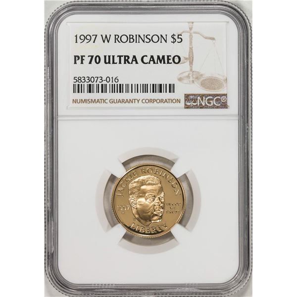 1997-W $5 Jackie Robinson Proof Commemorative Gold Coin NGC PF70 Ultra Cameo