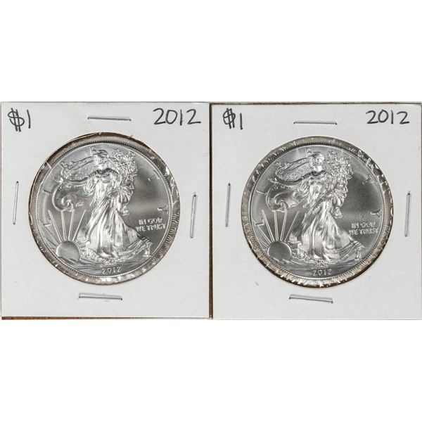 Lot of (2) 2012 $1 American Silver Eagle Coins