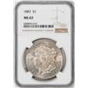 Image 1 : 1887 $1 Morgan Silver Dollar Coin NGC MS63
