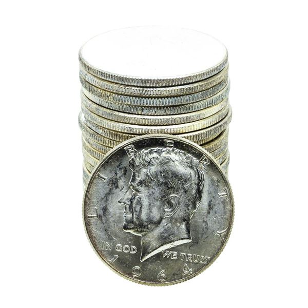 Roll of (20) Brilliant Uncirculated 1964 Kennedy Half Dollar Coins