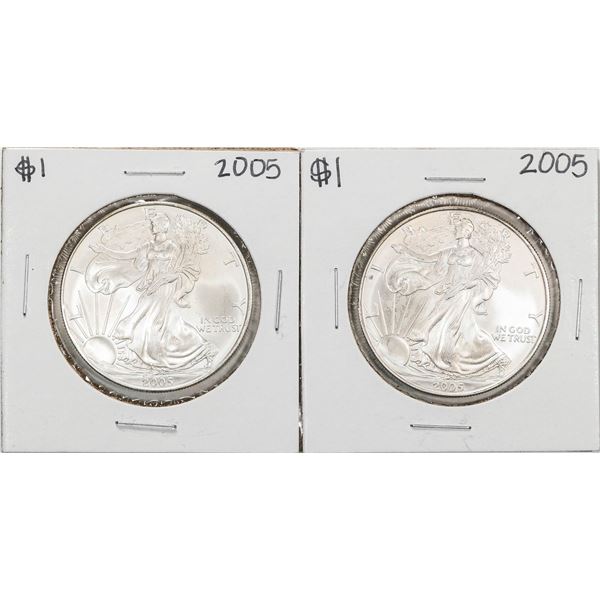 Lot of (2) 2005 $1 American Silver Eagle Coins