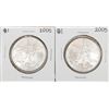 Image 1 : Lot of (2) 2005 $1 American Silver Eagle Coins