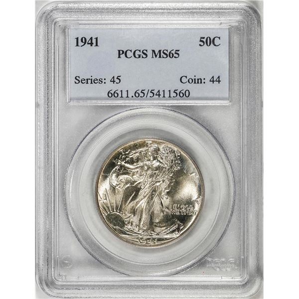 1941 Walking Liberty Half Dollar Coin PCGS MS65