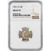 Image 1 : 1951-D Roosevelt Dime Coin NGC MS67FT