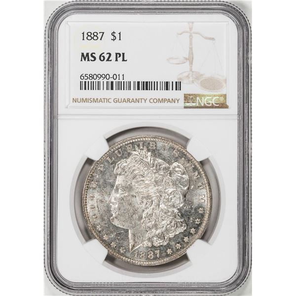 1887 $1 Morgan Silver Dollar Coin NGC MS62PL