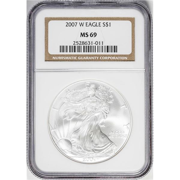 2007-W $1 Burnished American Silver Eagle Coin NGC MS69