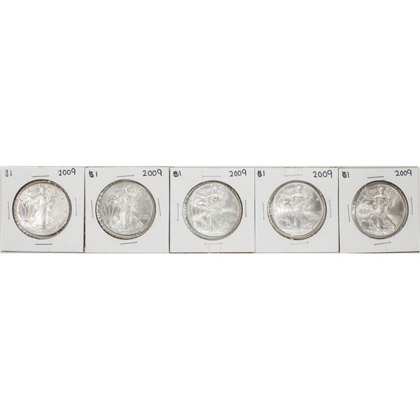 Lot of (5) 2009 $1 American Silver Eagle Coins