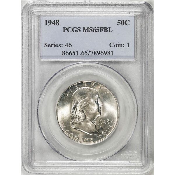 1948 Franklin Half Dollar Coin PCGS MS65FBL