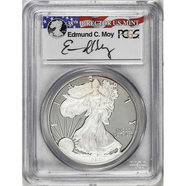 2012-W $1 Proof American Silver Eagle Coin PCGS PR69DCAM Edmund Moy Signature