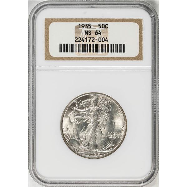 1935 Walking Liberty Half Dollar Coin NGC MS64