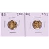Image 1 : Lot of 2011-2012 $5 American Gold Eagle Coins