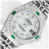 Image 1 : Rolex Ladies Stainless Steel Mother of Pearl Diamond & Emerald Datejust Wristwatch