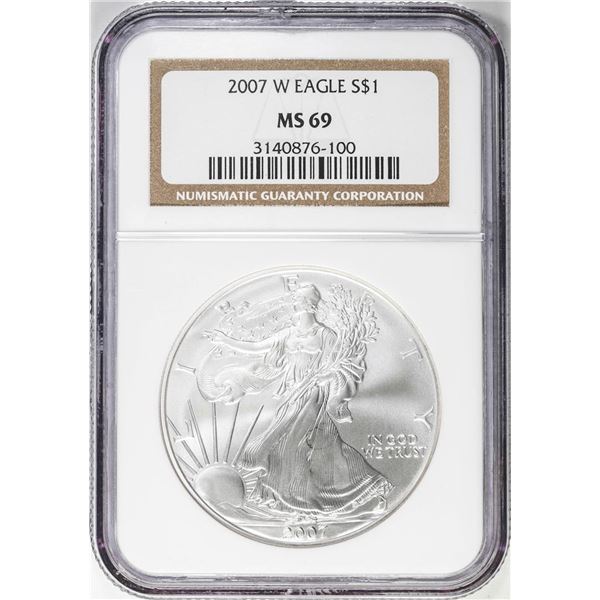 2007-W $1 Burnished American Silver Eagle Coin NGC MS69