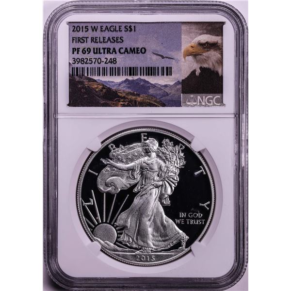 2015-W $1 Proof American Silver Eagle Coin NGC PF69 Ultra Cameo First Releases
