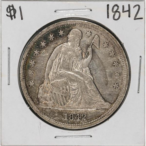 1842 $1 Seated Liberty Silver Dollar Coin