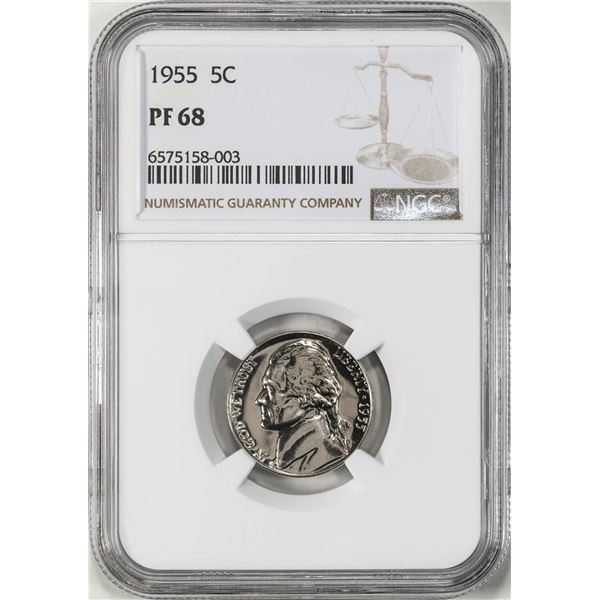 1955 Proof Jefferson Nickel Coin NGC PF68