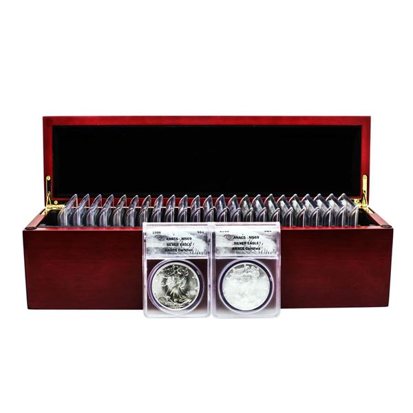 Set of 1986-2010 $1 American Silver Eagle Coins ANACS MS69 in Box