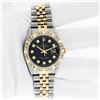 Image 1 : Rolex Men's Two Tone Black Pyramid Diamond Datejust Wristwatch
