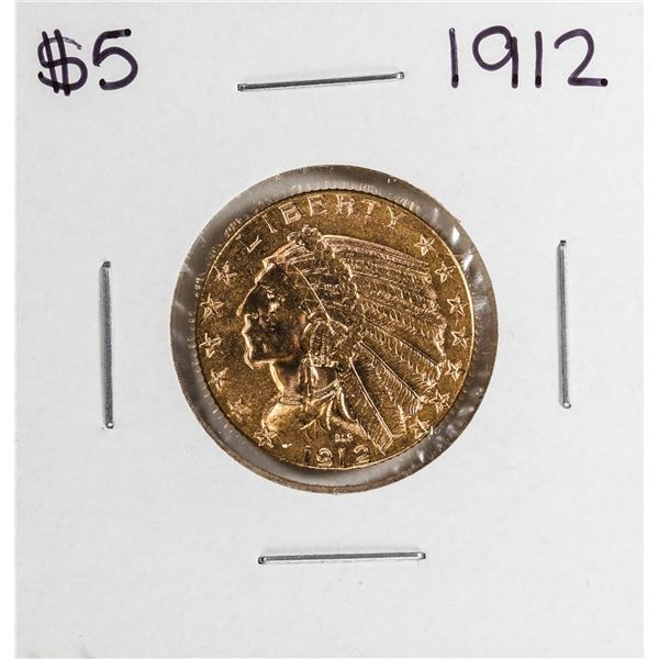 1912 $5 Indian Head Half Eagle Gold Coin
