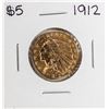 Image 1 : 1912 $5 Indian Head Half Eagle Gold Coin