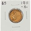 Image 1 : 1911-S $5 Indian Head Half Eagle Gold Coin