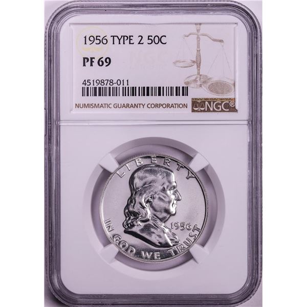 1956 Type 2 Proof Franklin Half Dollar Coin NGC PF69