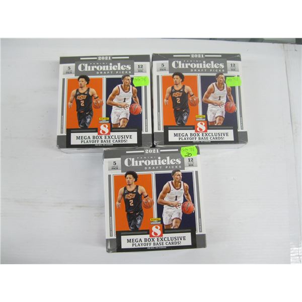 3 BOXES OF PANINI CHRONICLES DRAFT PICK BASKETBALL CARDS, PACKAGES INSIDE HAVE BEEN OPENED