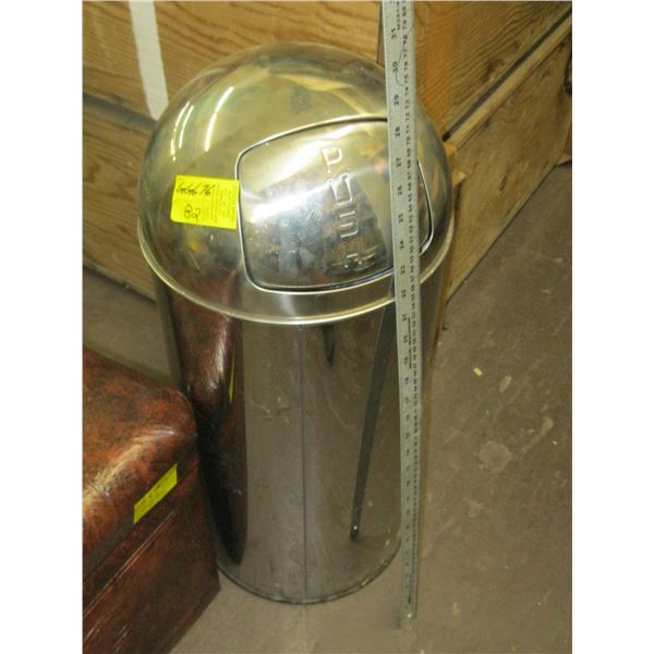 STAINLESS STEEL GARBAGE CAN WITH PUSHTOP LID