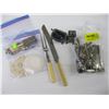 Image 1 : MISC. COLLECTOR SPOONS, BONE HANDLED CARVING SET, ETC.