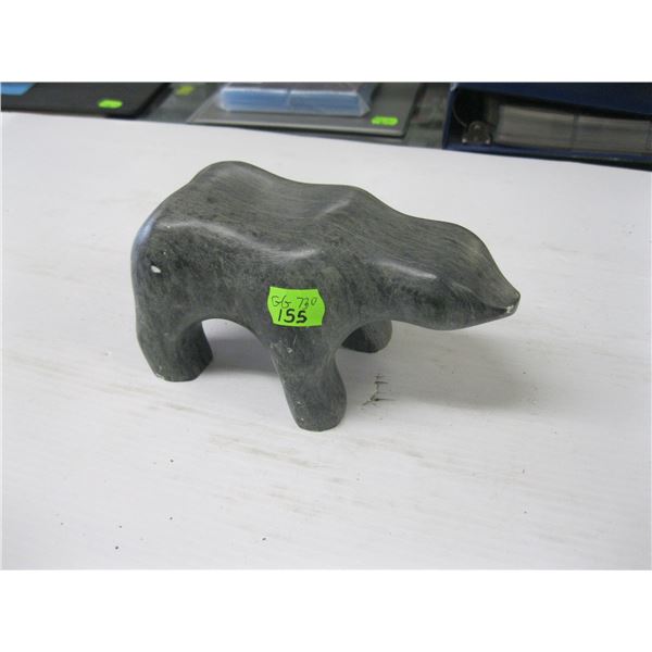 SIGNED DIMU CARVED STONE POLAR BEAR