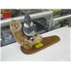 Image 1 : CARVED ON WOOD BELTED KINGFISHER FIGURINE