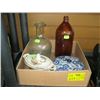 Image 1 : BOX OF MISC. LIDDED CHINA DISHES, BOTTLES, ETC.