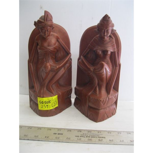 2 CARVED ASIAN FIGURINES