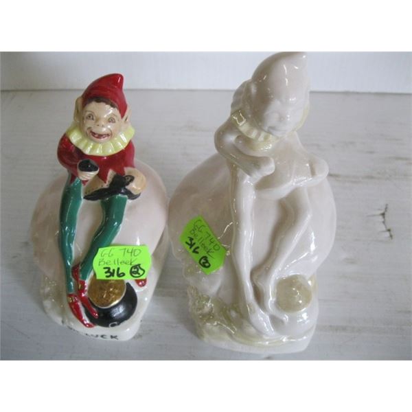 2 BELLEEK LEPRECHAUN FIGURINES