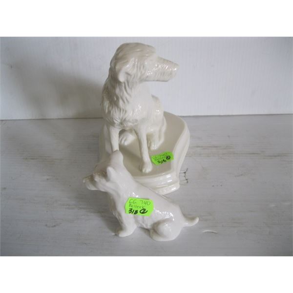 2 BELLEEK DOG FIGURINES