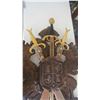 Image 2 : WOODEN CARVED SHIELD W/SWORDS