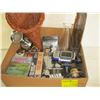 Image 1 : BOX OF MISC. VHS TAPES, ELECTRIC HORN, FISHING REEL, ETC.