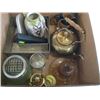 Image 1 : BOX OF MISC. VASES, TEAPOT, CANDLEHOLDER, ETC.