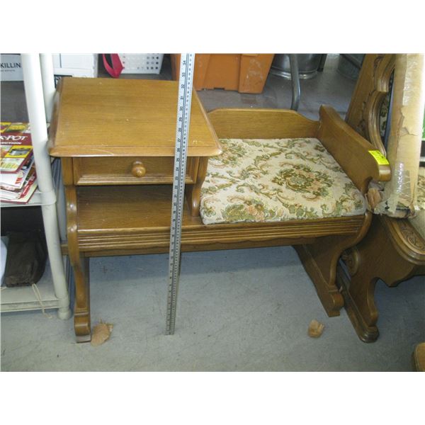 PADDED BENCH W/TABLE & DRAWER