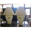 Image 1 : PAIR OF BRASS & GLASS BASE LAMPS