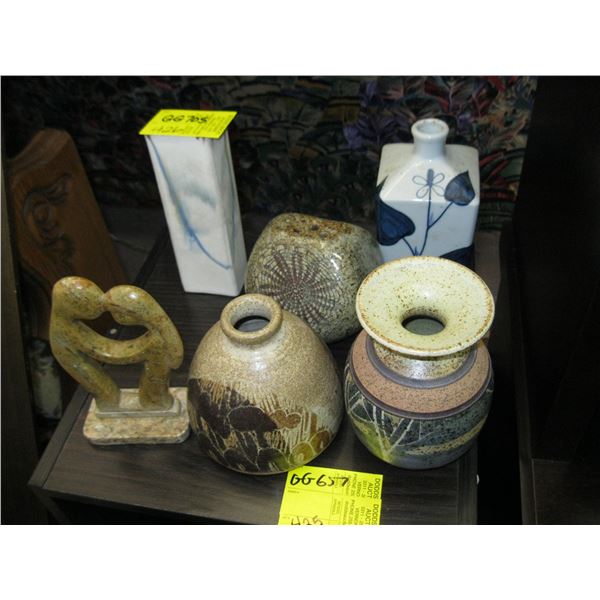 ASST. FIGURINES, VASES, ETC. MOSTLY POTTERY