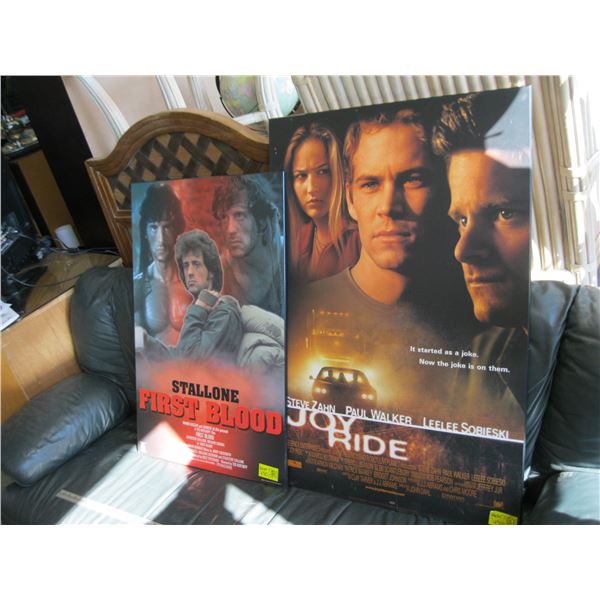 2 HARDBOARD POSTERS, FIRST BLOOD & JOY RIDE