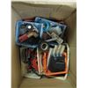 Image 2 : BOX OF SM BLUE PLASTIC HOLDERS W/ASST. PLUMBING PIECES, NAILS, ETC.